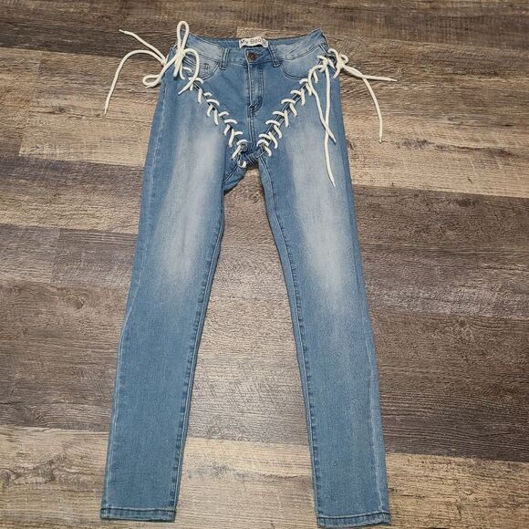 Women's Blue Skinny Jeans - Picture 3 of 13
